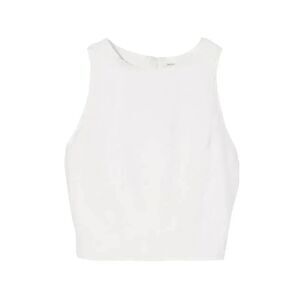 Aqua Women's White Polyester Lined Sleeveless Cropped Top NEW